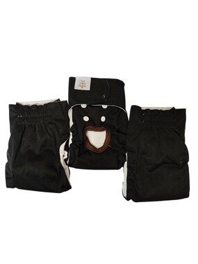 CuteBone Small Dog 3-Pack Black Reusable Adjustable Waterproof Dog Diapers